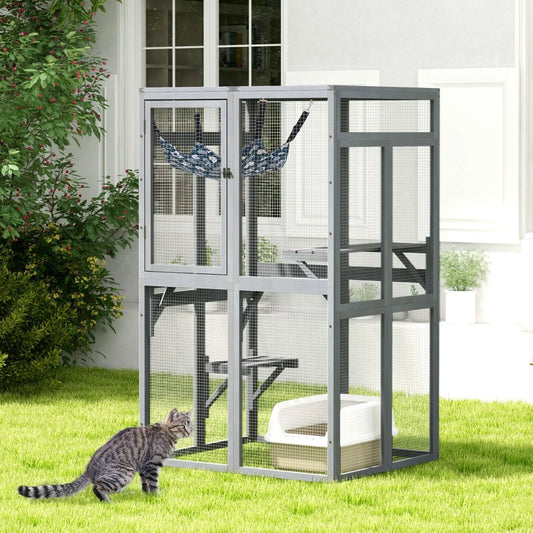 Outdoor Catio Cat Enclosure Wooden Cat House With Window Access