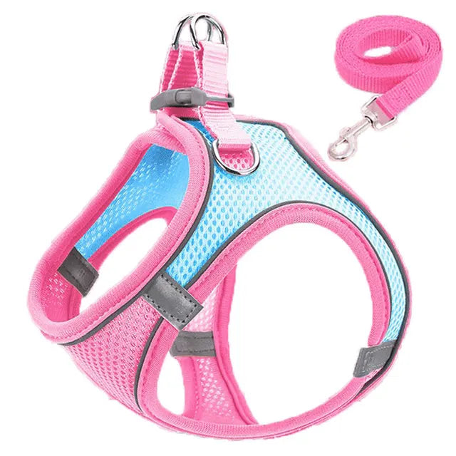 Reflective Cat Harness And Leash Set Adjustable For Cats And Small Dogs