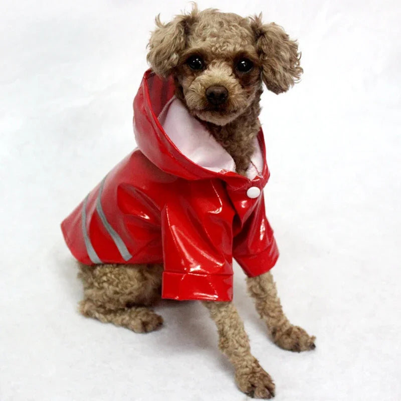 Waterproof Dog Raincoat With Hood PU Material For Dogs And Cats