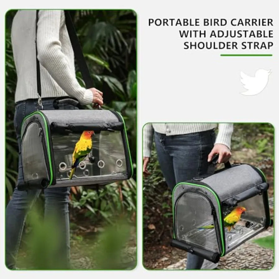 Bird Carrier Bag For Parrot Travel Cage Stainless Steel Mesh Stand