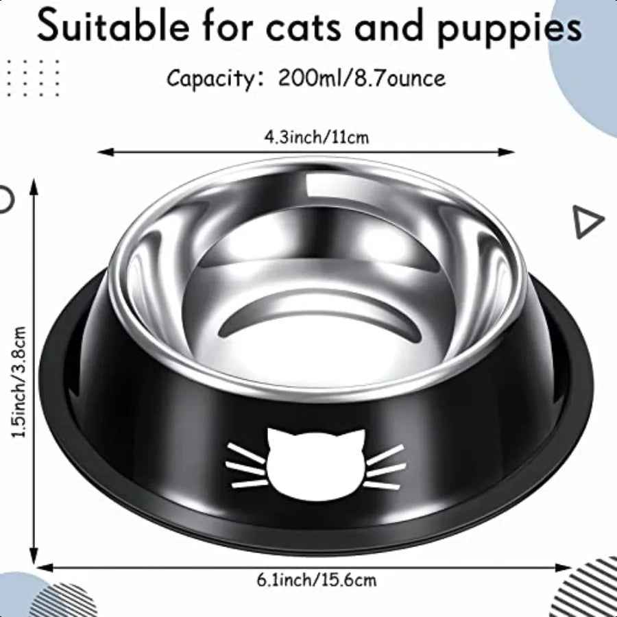 Hign-Concerned Stainless Steel Cat Bowls Non Slip With Removable Rubber Base