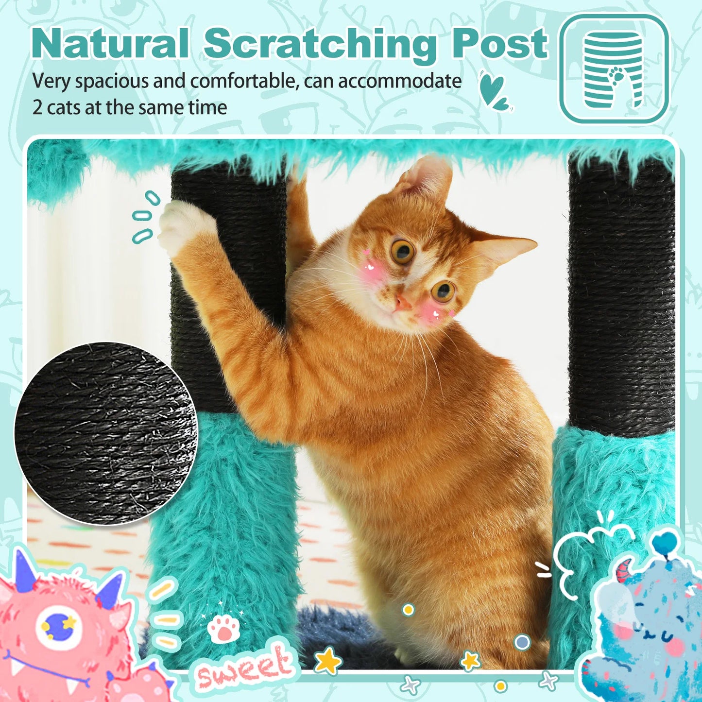 PAWZ Road Monster Series Cat Tree Tower Plush Condo