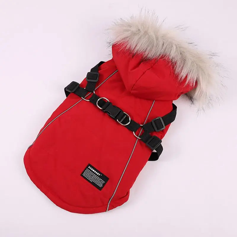 Winter Dog Harness Jacket Waterproof Hooded Coat for Dogs