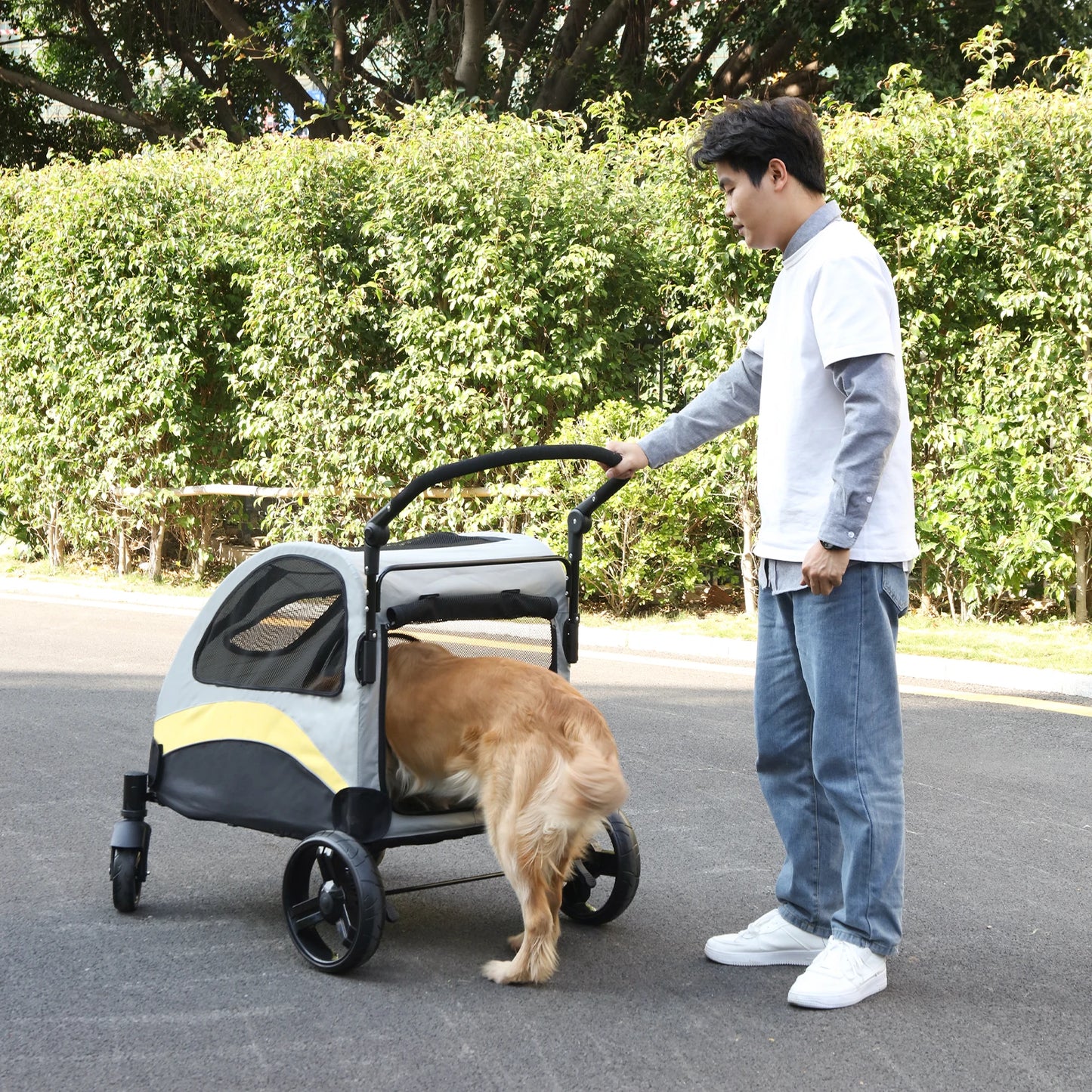 All Breeds Portable Dog Stroller Four Wheel Foldable Carrier