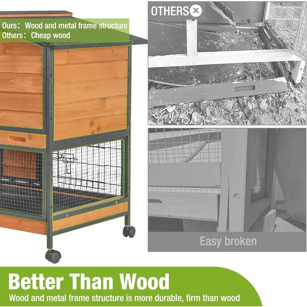 High Concerned Rabbit Hutch Chew Resistant Metal Frame Cage