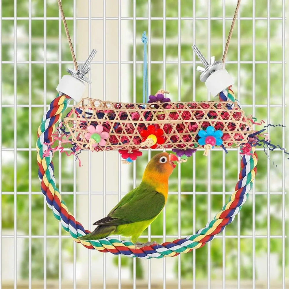 Bird Chew Toys Parrot Paper Ball Foraging Cage Hanging Toys