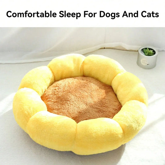 Luxurious Soft Plush Flower Pet Nest Bed For DogsAndCats