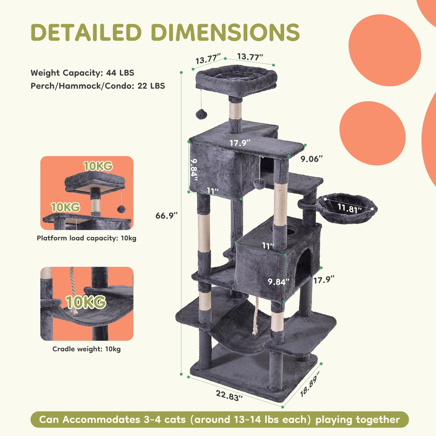 JHK Cat Tree Tower Multi Level Climbing Tower Indoor