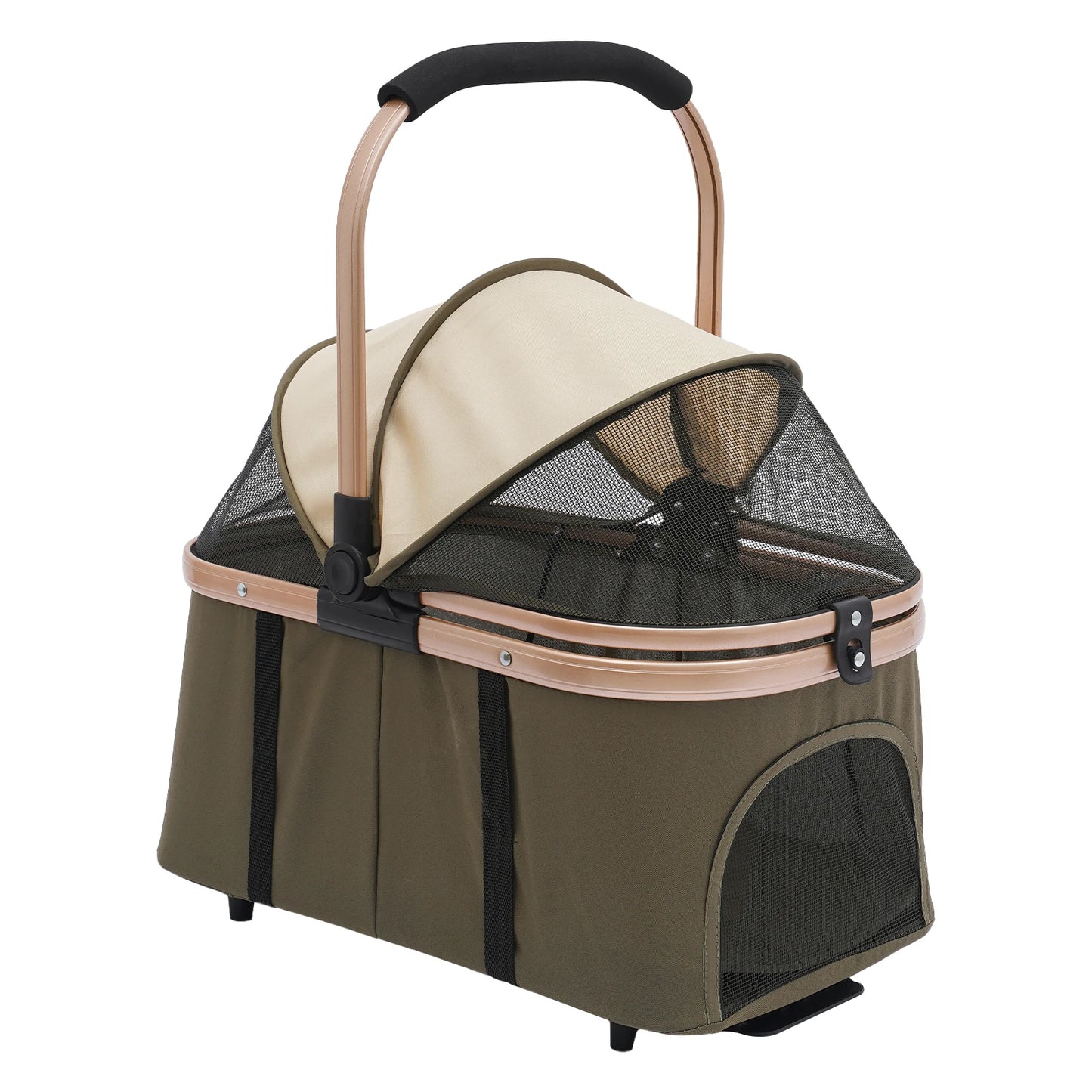 Two-Tier Foldable Pet Stroller for Dogs and Cats 77 Lbs