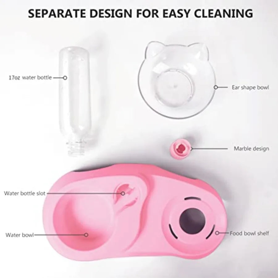 Double Dog Cat Bowls Pet Water and Food Tilted Set