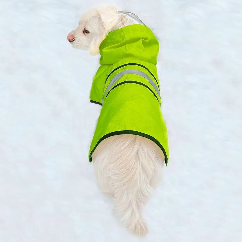 High Concerned Waterproof Reflective Dog Raincoat Hooded Slicker Jacket