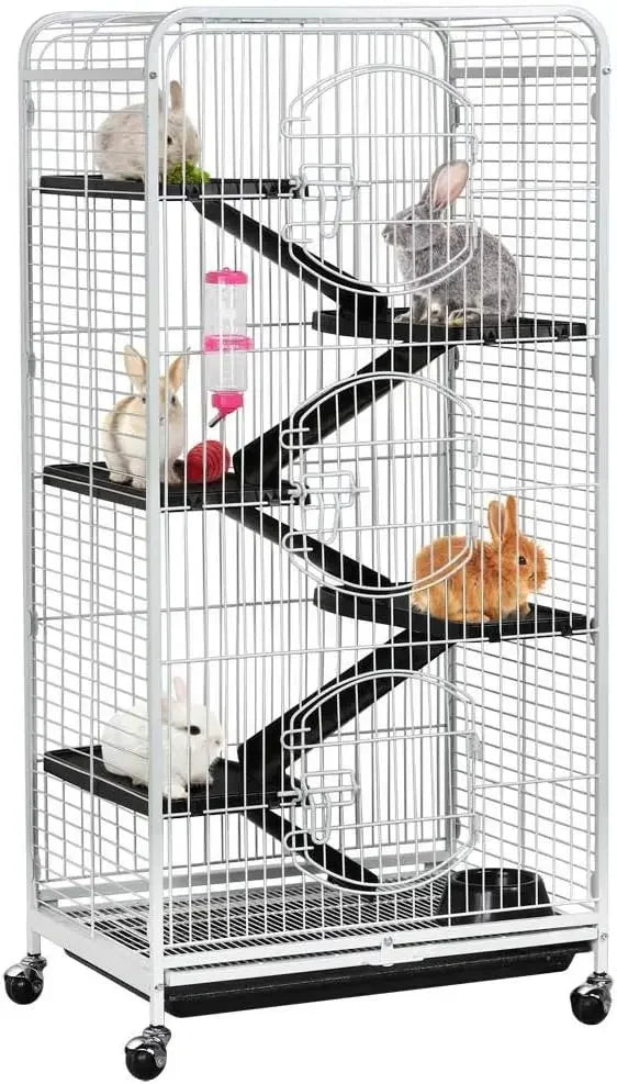 Metal Ferret Cage 6 Levels Front Doors With Wheels