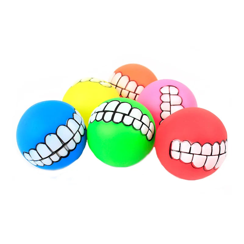 Rubber Squeaky Dog Toy Bite Resistant Chew Ball for Puppies