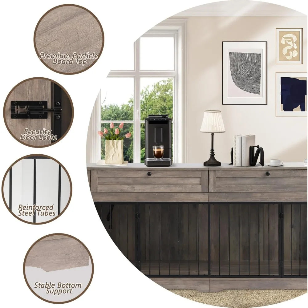 DAFIFY Heavy Duty Dog Crate End Table With Charging Station