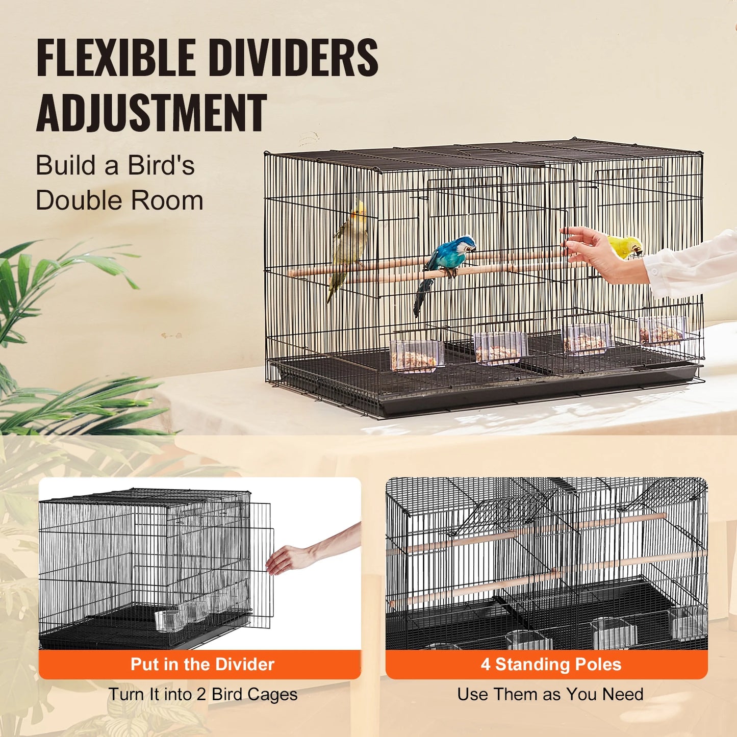 SucceBuy Flight Cage Stackable Divided For Small Birds