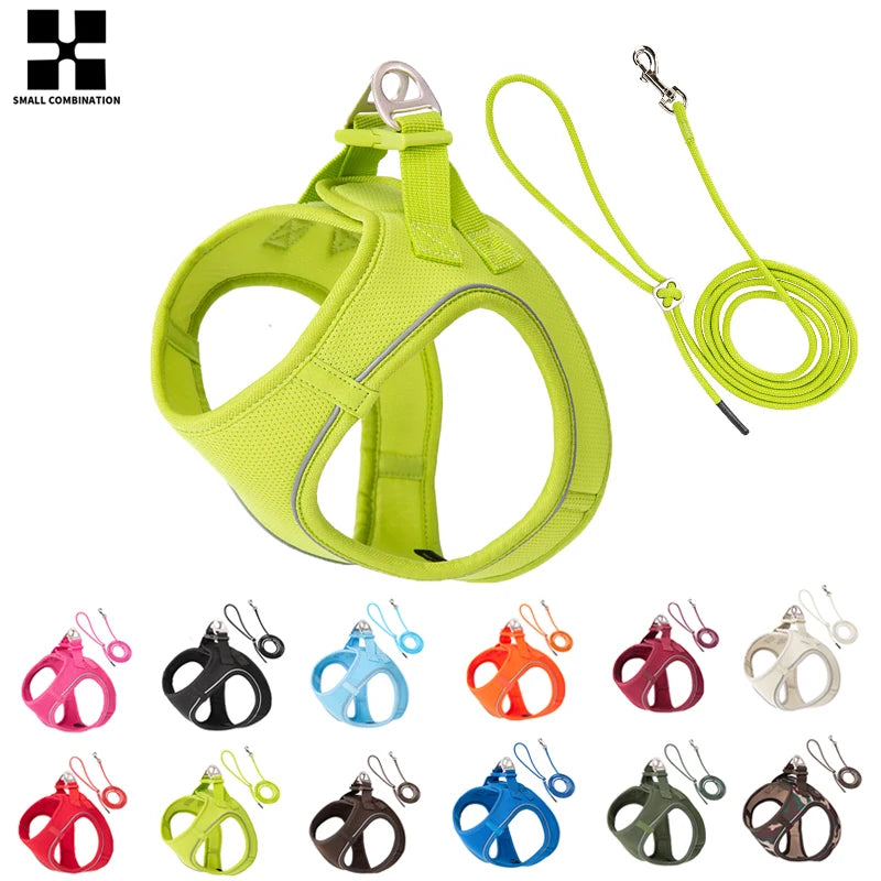 Adjustable Reflective Dog Harness Leash Set For Pets