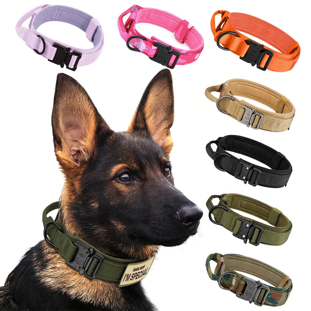 Adjustable Tactical Dog Collar And Leash Set Training Control Handle