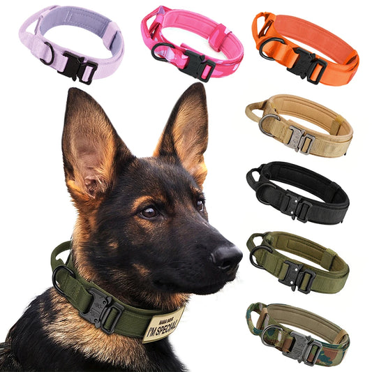 Adjustable Tactical Dog Collar And Leash Set Training Control Handle