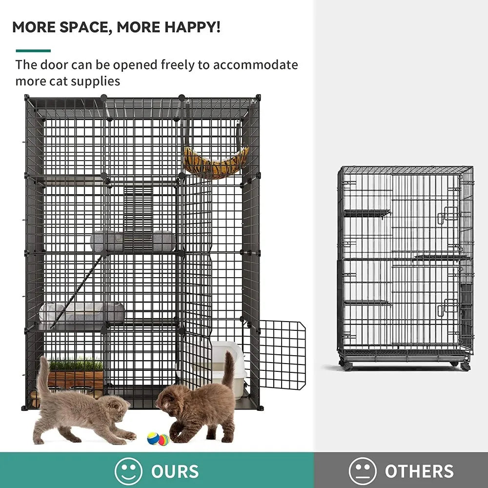 Cat Cage Enclosure Metal Wire Kennel DIY Playpen Catio Hammock
