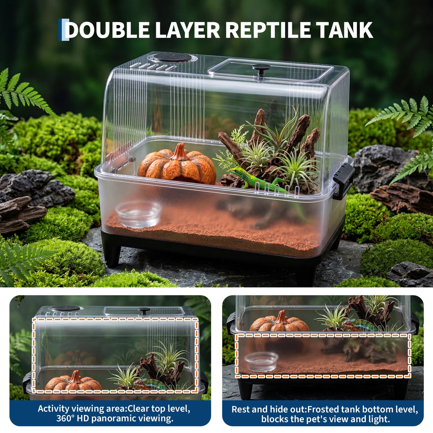 HiMISS Reptile Tank Starter Kit With Tank Base Heating Pad Hygrometer And Sand