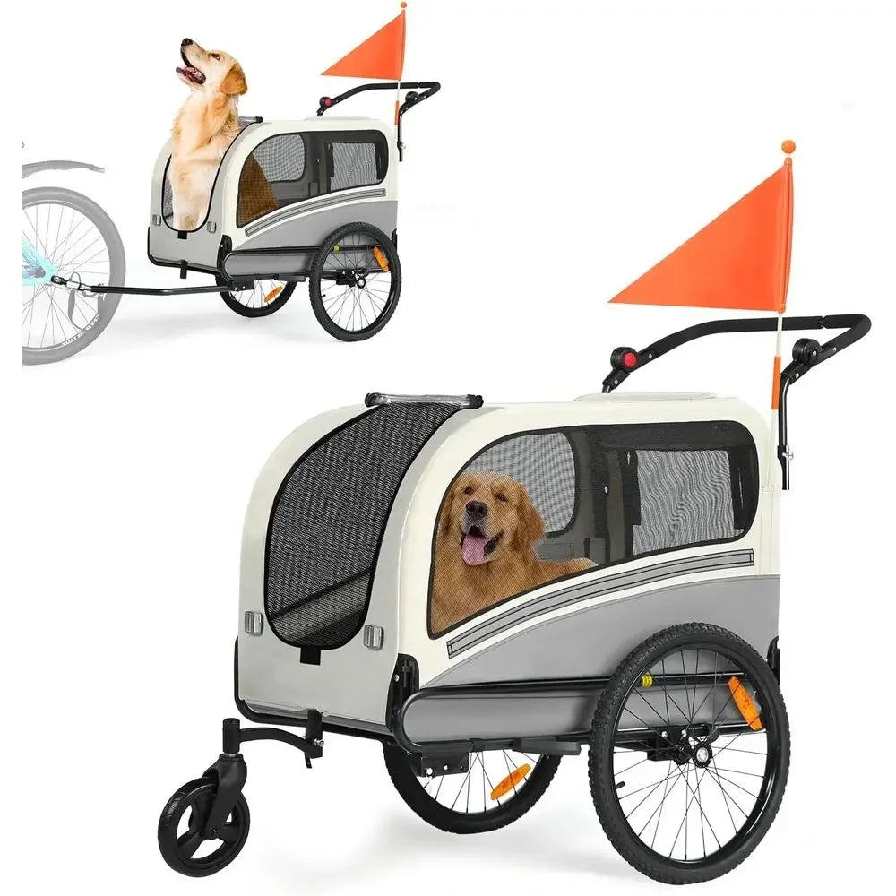 Convertible Dog Bike Trailer Stroller With 110 Lbs Capacity