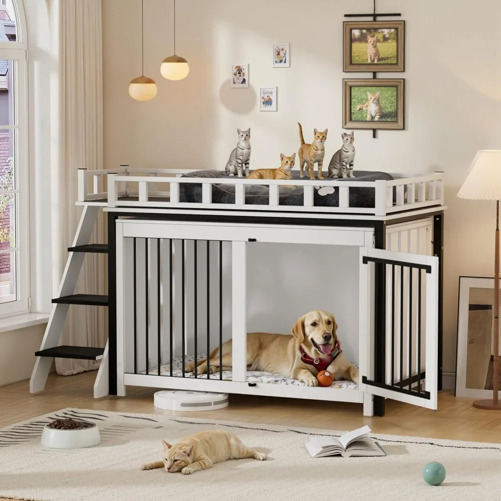 Hign-concerned Loft Style Heavy Duty Dog Crate With Double Doors