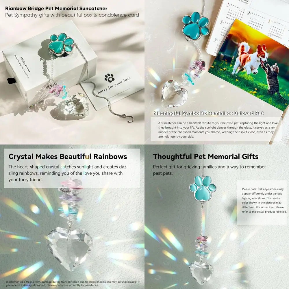 Pet Memorial Suncatcher Amethyst Quartz Paw Keepsake For Dogs And Cats