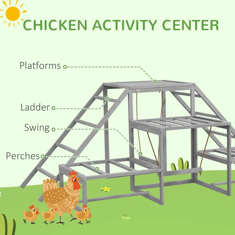 Chicken Coop Swing Set With Perches Ladder Platforms for 10 to 15 Chickens