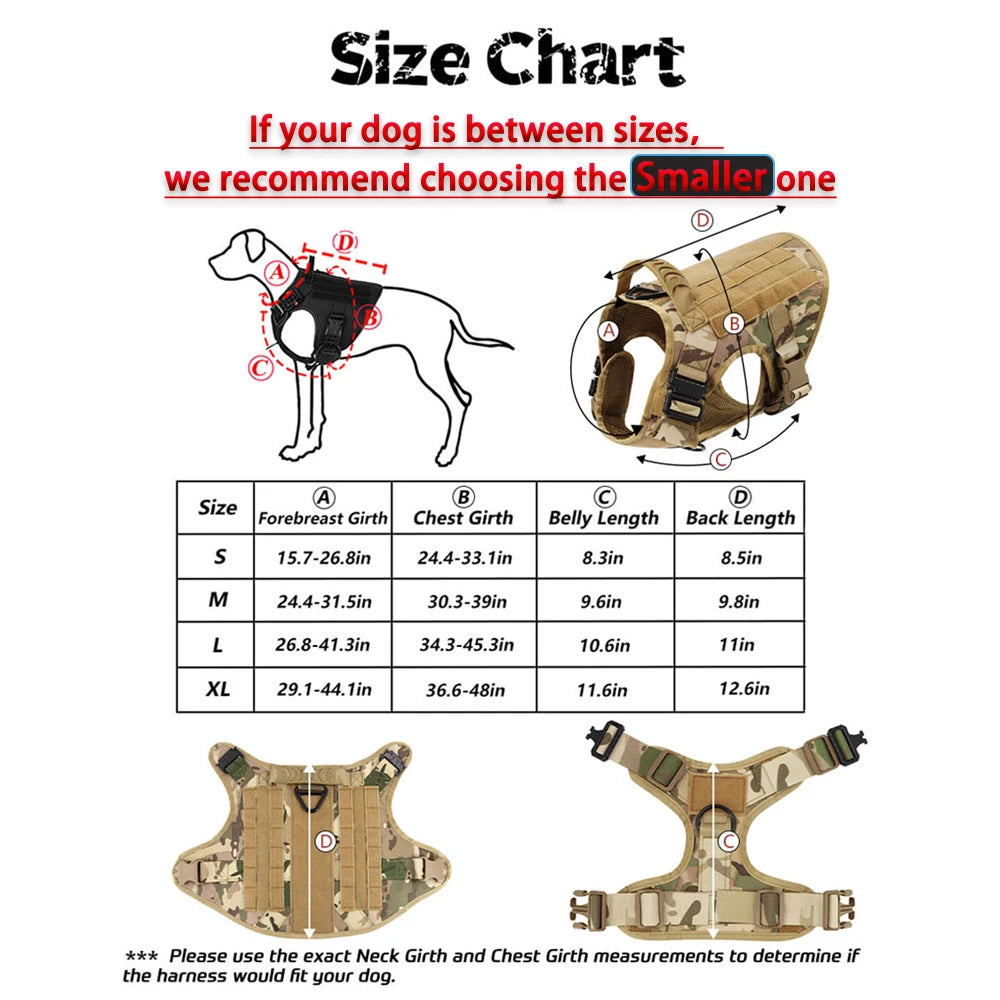Military Tactical Dog Harness And Leash Set For Large Malinois No Pull