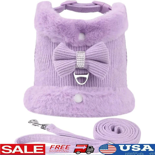 XMSJ Cute Dog Vest Harness Leash Set With Bow Tie