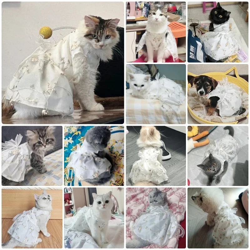 Dog Summer Dress Cotton Print Puppy Princess Skirt