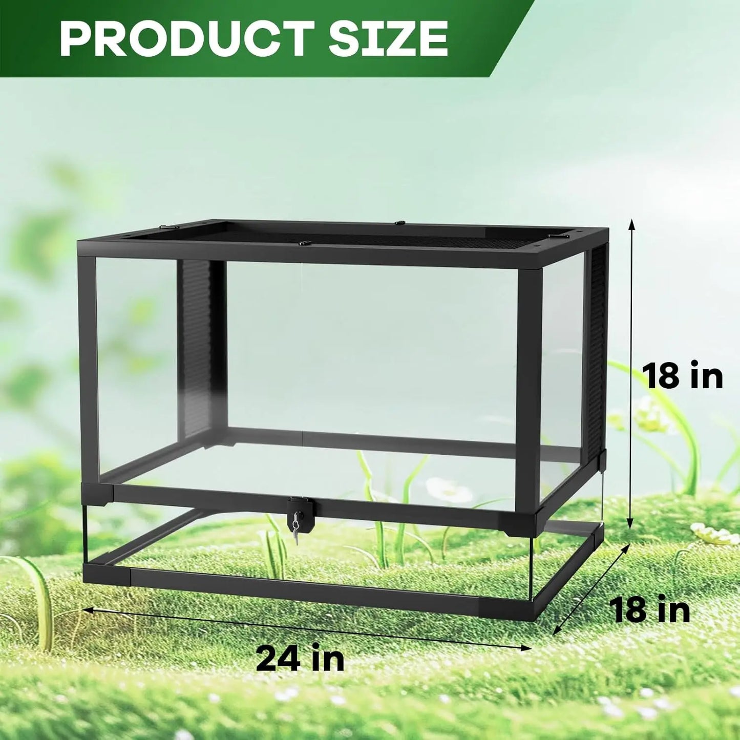 HiMISSH Reptile Glass Terrarium With Top And Side Screen VentilationSecurityFeatures