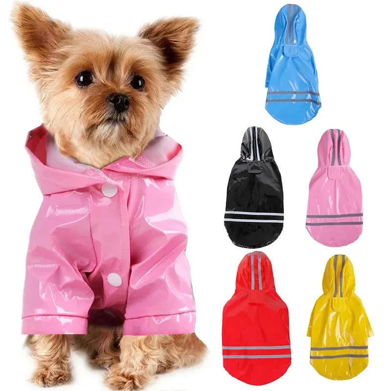 Waterproof Dog Raincoat With Hood PU Material For Dogs And Cats