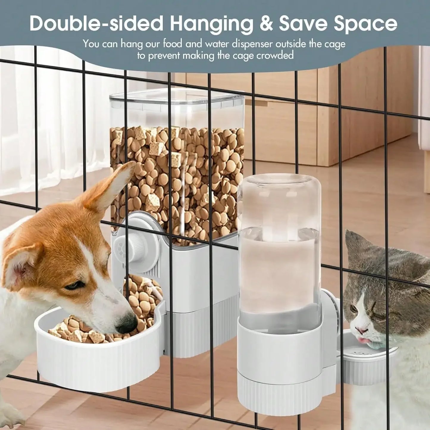 Hanging Automatic Pet Food Feeder And Water Dispenser
