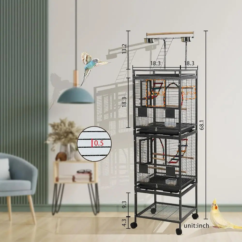 Double Parakeet Cage Stackable Divider For Medium Birds