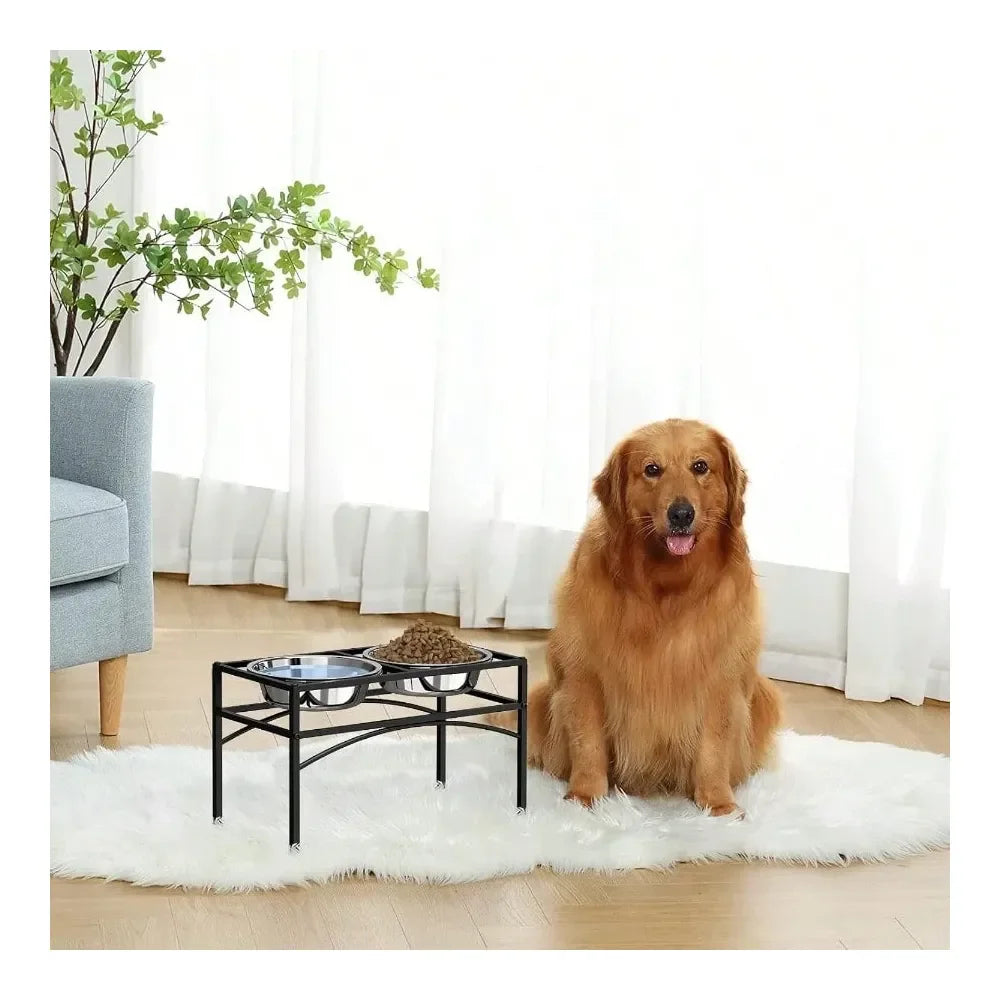Raised Stainless Steel Dog Feeder Bowl With Stand For Pets