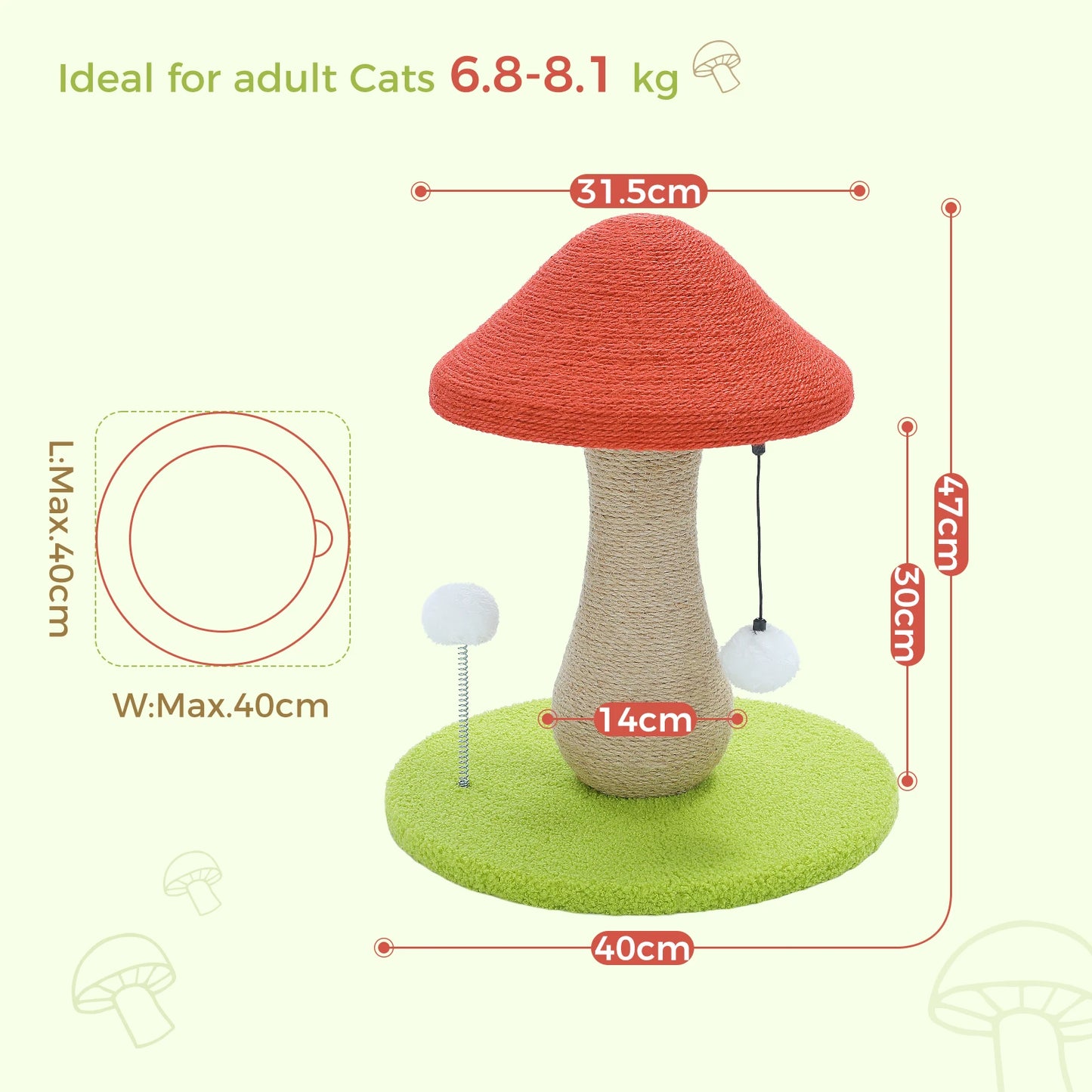 PAWZ Road Mushroom Cat Scratching Post Sisal Covered