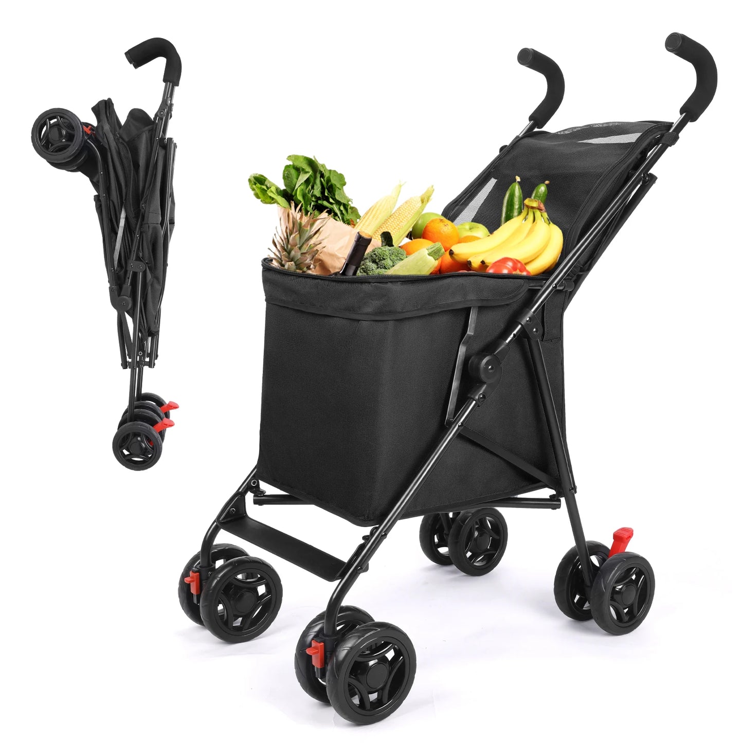 Wedyvko Folding Shopping Cart Portable Durable Lightweight Market Trolley