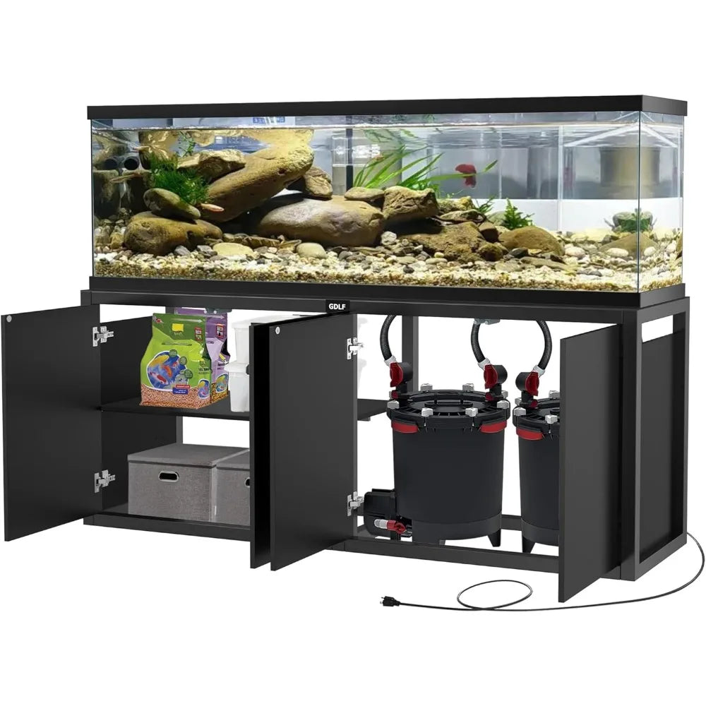 Heavy Duty Metal Aquarium Stand With Power Outlet And Cabinet