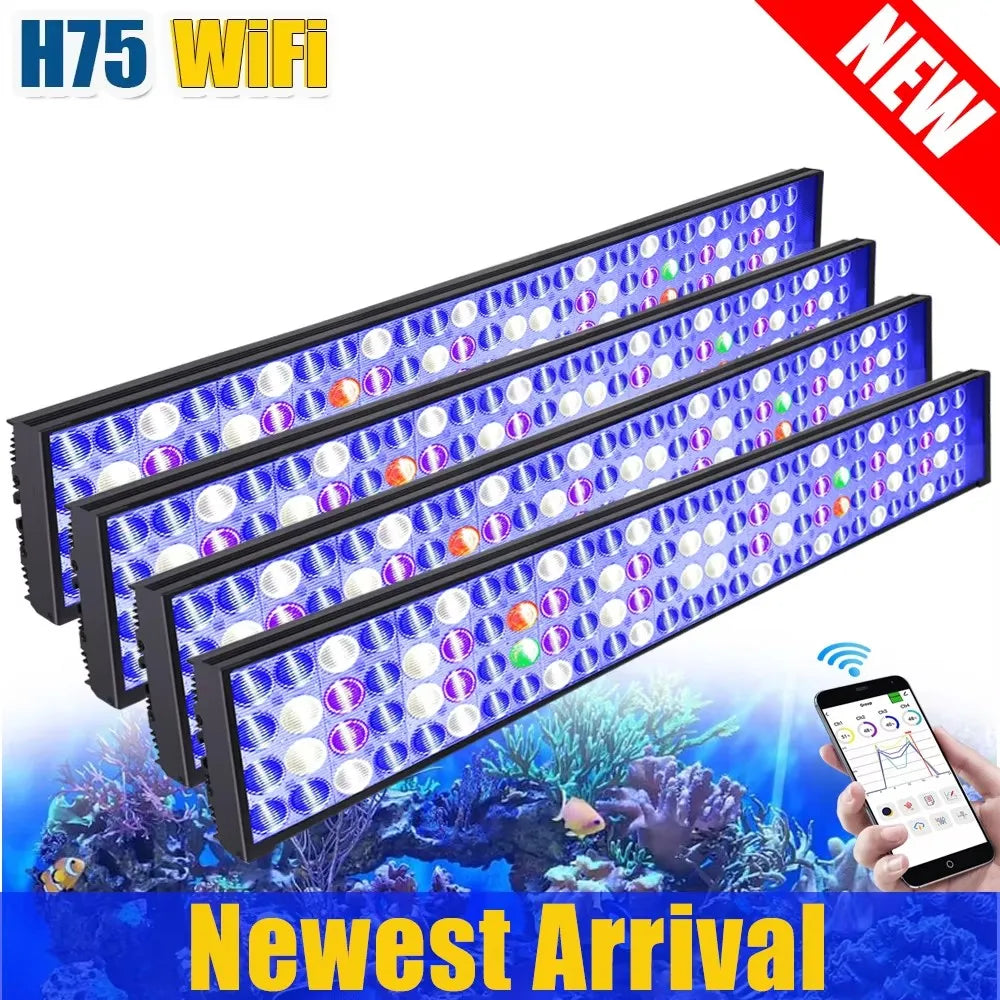 PopBloom WiFi LED Aquarium Light Full Spectrum for Marine Reef Tanks