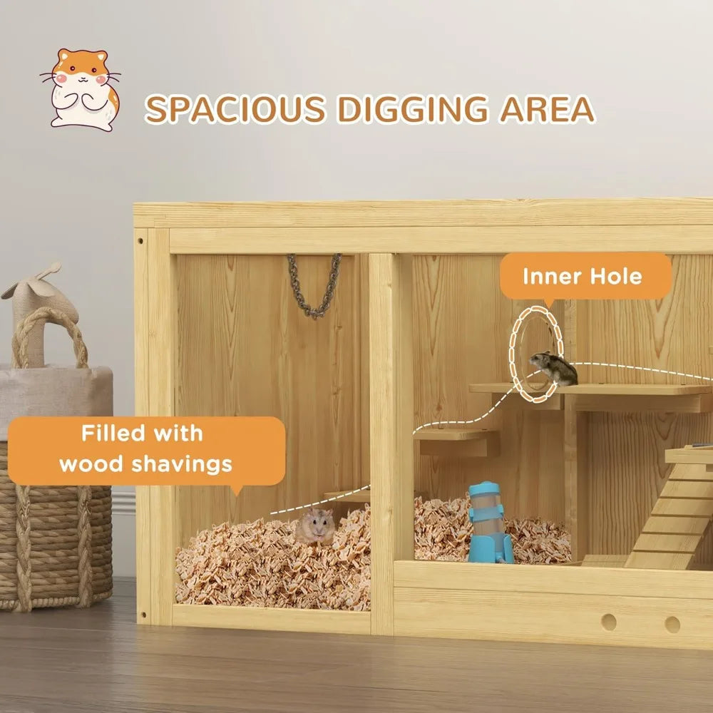 Hign-concerned Wooden Hamster Cage Multi Layer Habitat