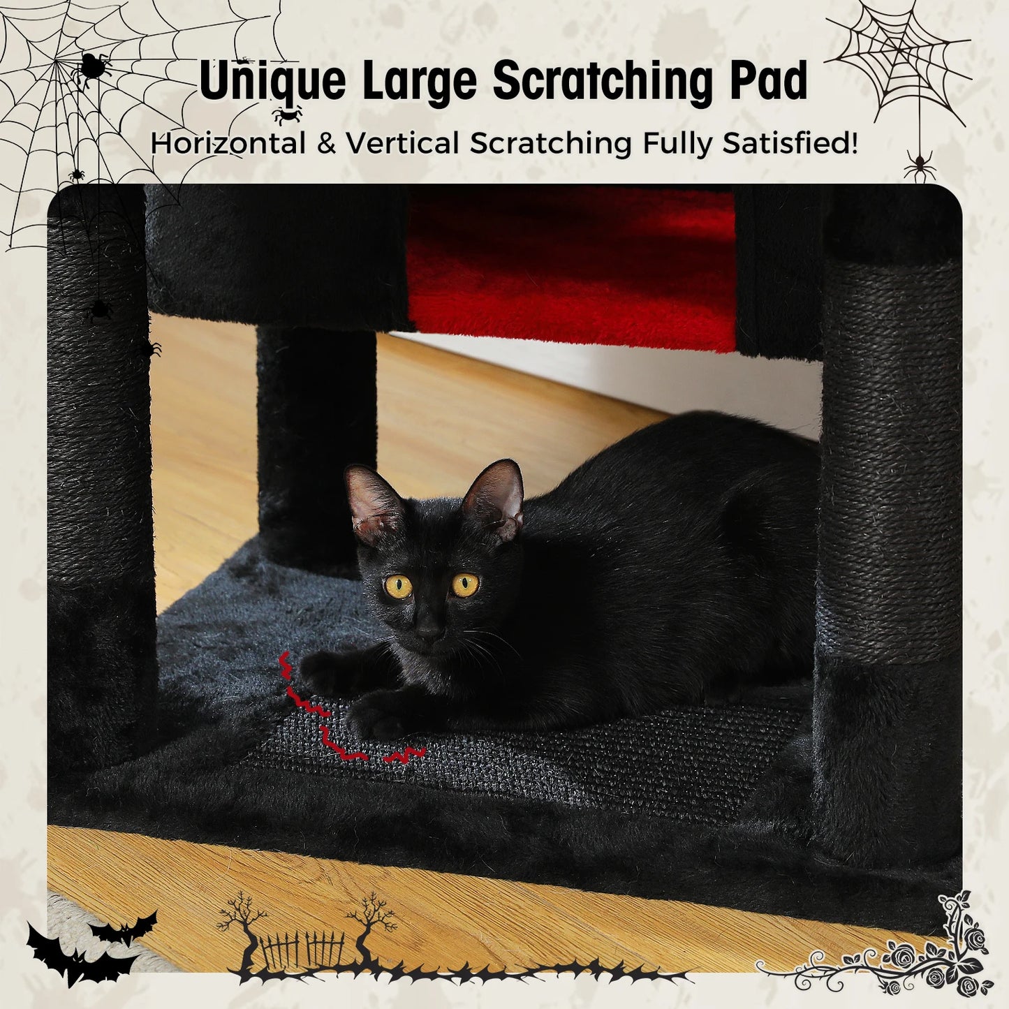 PEQULTI Multi Level Cat Tree Tower Scratching Posts Hammock Condo