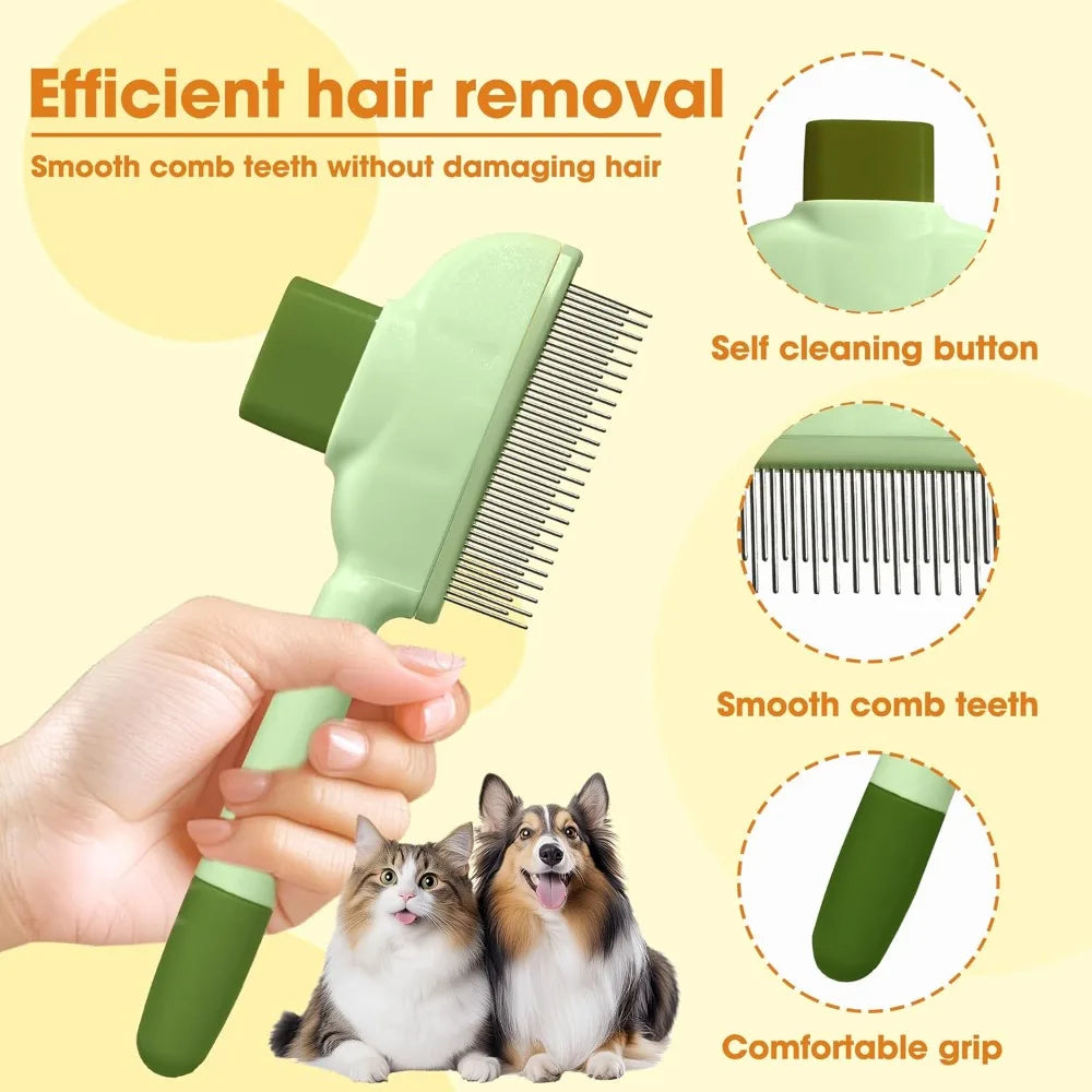 Deshedding Brush For Dogs And Cats With Stainless Steel Teeth