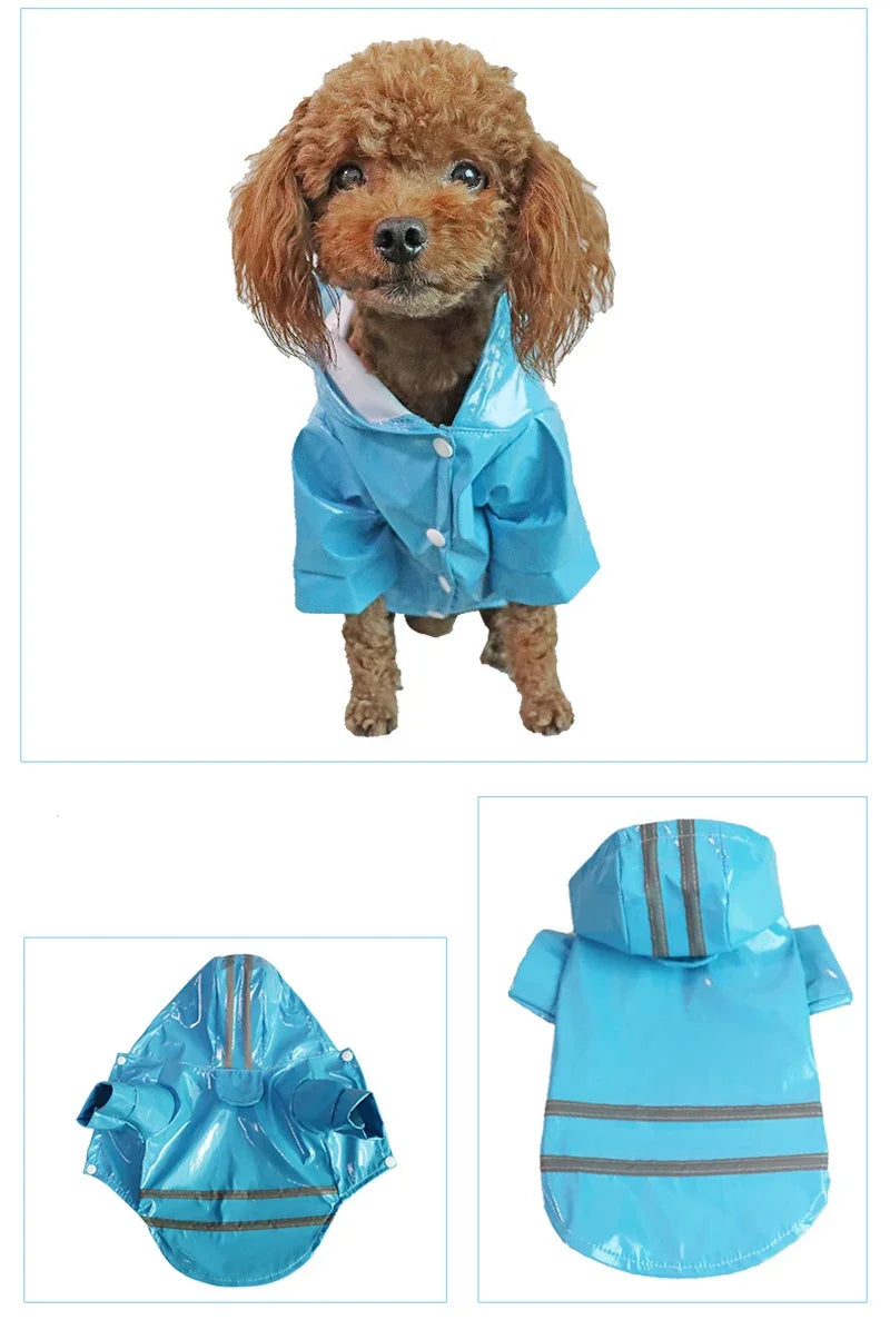 Waterproof Dog Raincoat With Hood PU Material For Dogs And Cats