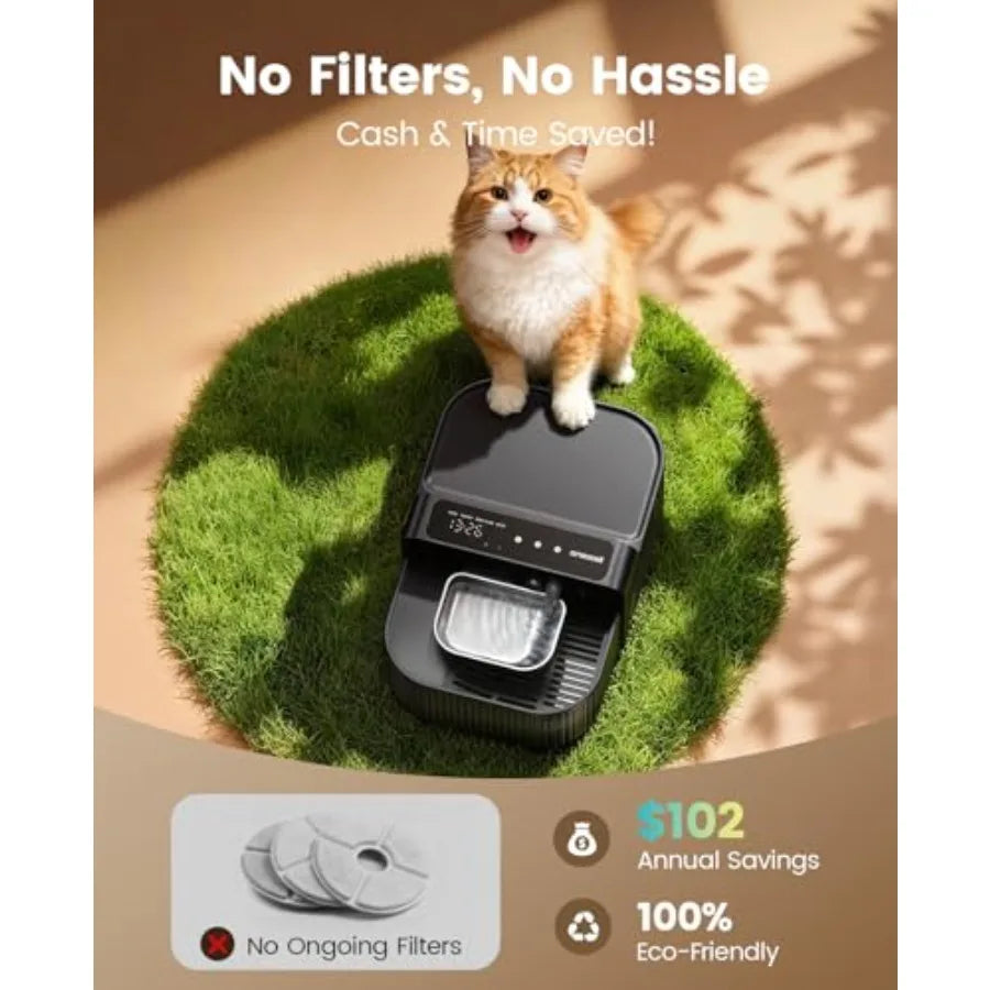 Wireless Filterless Cat Water Fountain With Stainless Steel Bowl