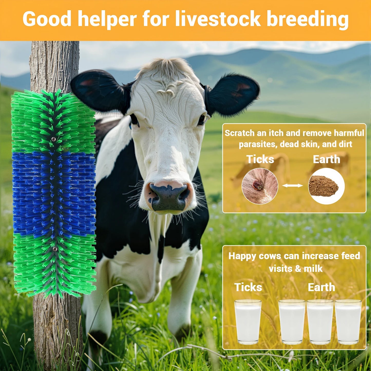 TWISTER.CK Livestock Scratch Brush Kit for Horse and Cattle