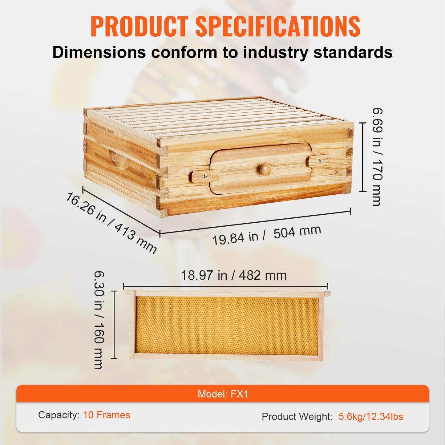 SucceBuy Natural Cedar Wood Langstroth Beehive Kit With Acrylic Windows