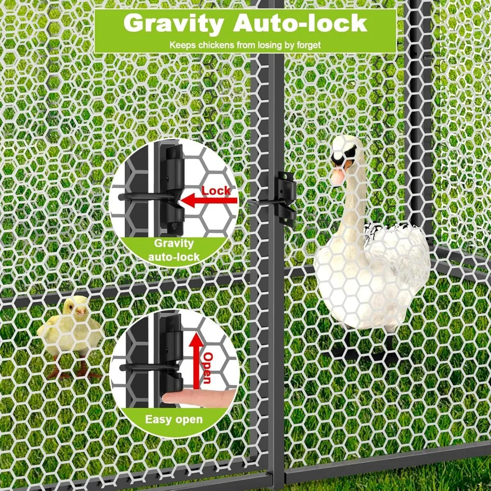 XMSJ Metal Chicken Coop Run for Outdoor Poultry Yard