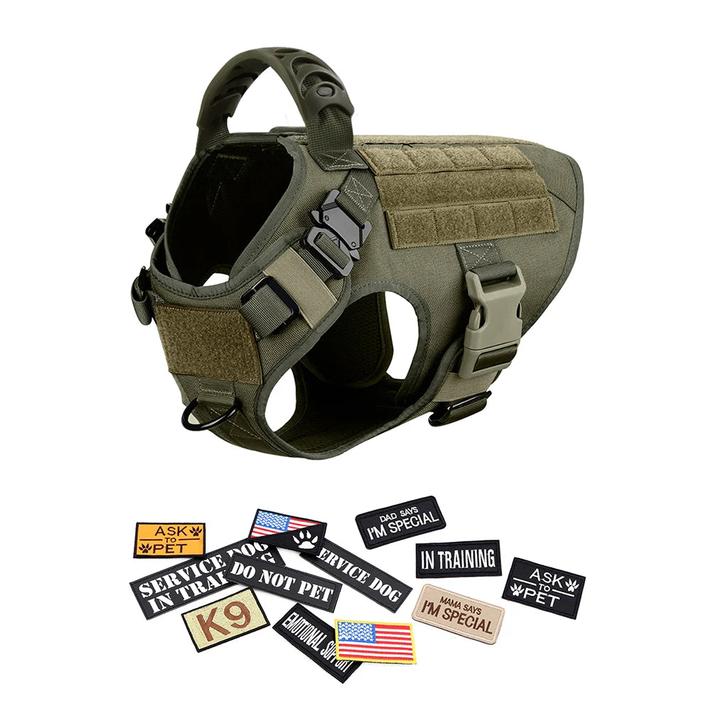 Petravel Military Dog Harness Vest Kit With Leash And Patches
