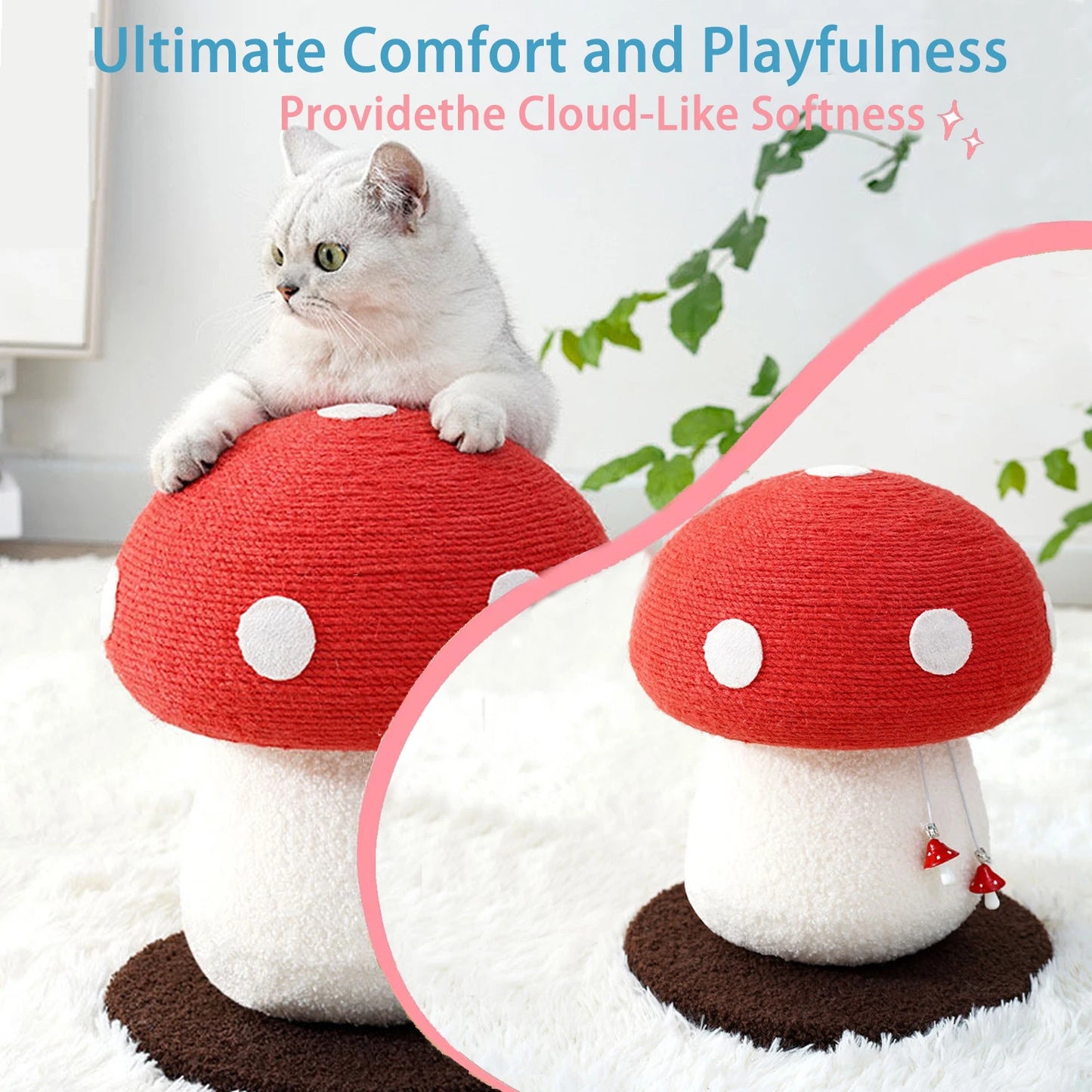 Mushroom Shaped Sisal Cat Scratching Post For Paw Care
